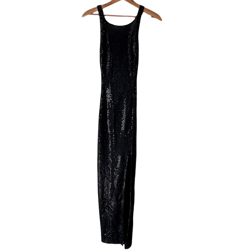 Designed for Dillard’s by Roberta Black Sequin Gown With Criss Cross Back Sz 5/6